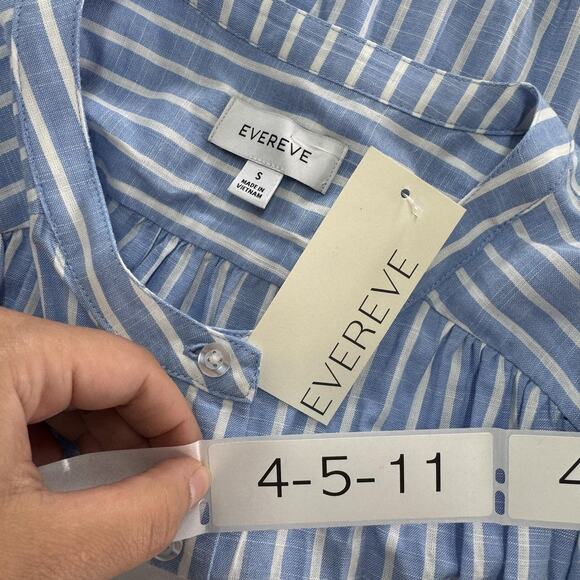 Evereve Dress Womens Small Blue White Striped Maisy Tie Waist‎ Button Down New - Picture 4 of 9